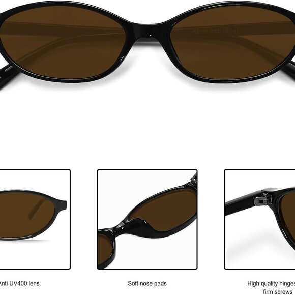 Retro Oval Sunglasses Women Chic 90s Sunnies UV Protection Trendy Light - Picture 4 of 9